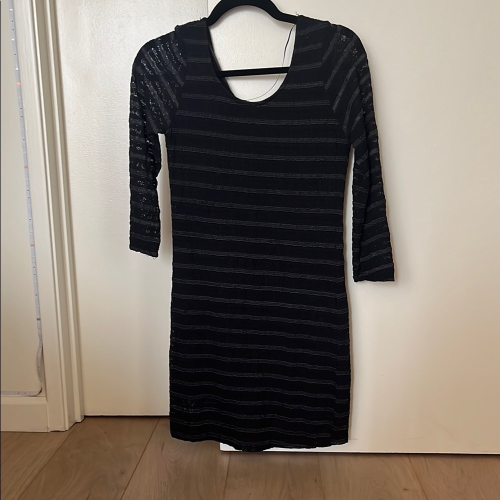 Black and Silver Sheath Dress with 3/4 Sleeves